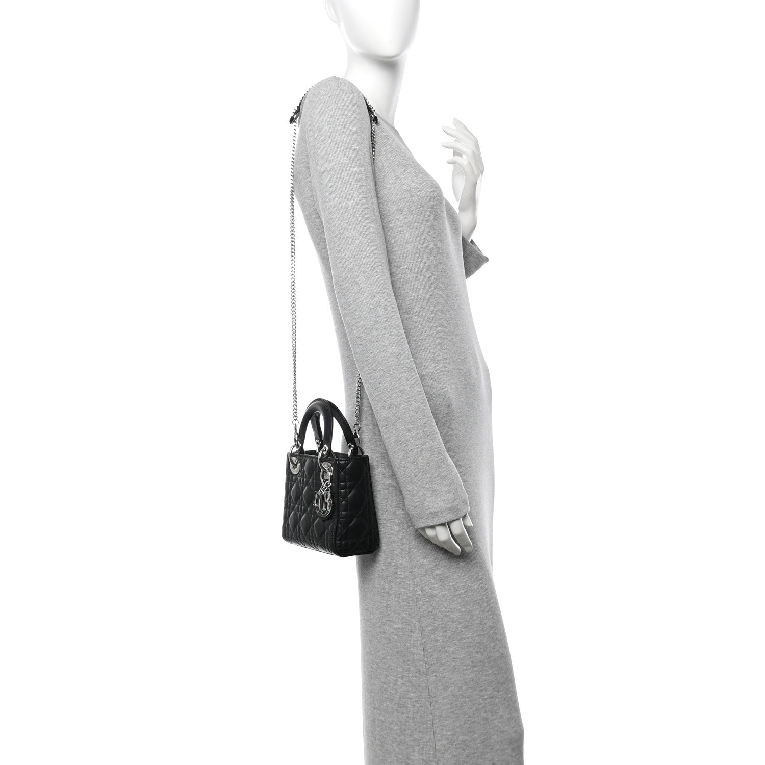 Christian Dior Lambskin Cannage Mini Lady Dior Black 2 of 10