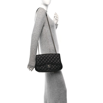 Chanel Metallic Goatskin Quilted Rock In Rome Flap Black 2 of 10