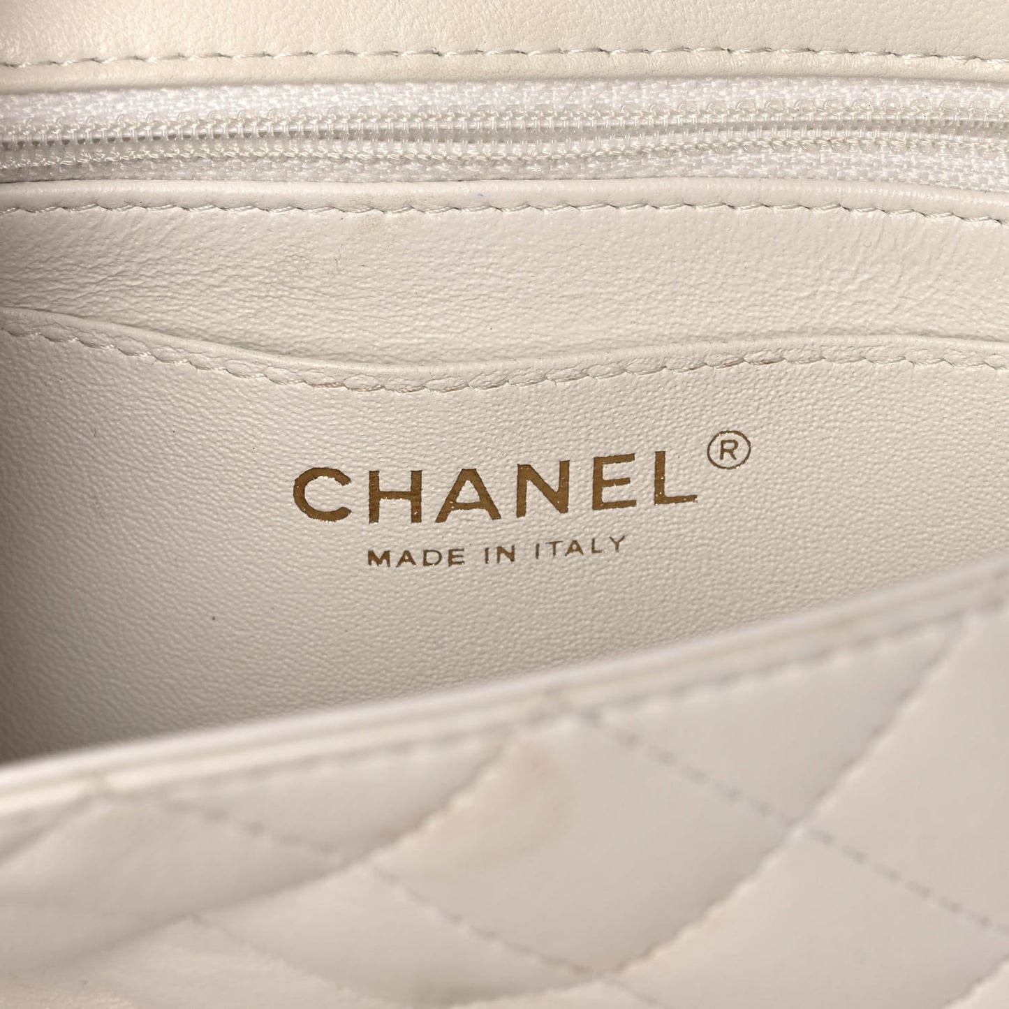 Lambskin Quilted Mini Rectangular Flap White