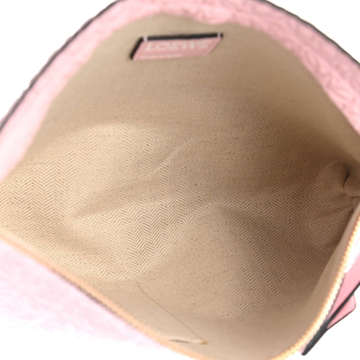 Calfskin Embossed Repeat T Pouch Soft pink