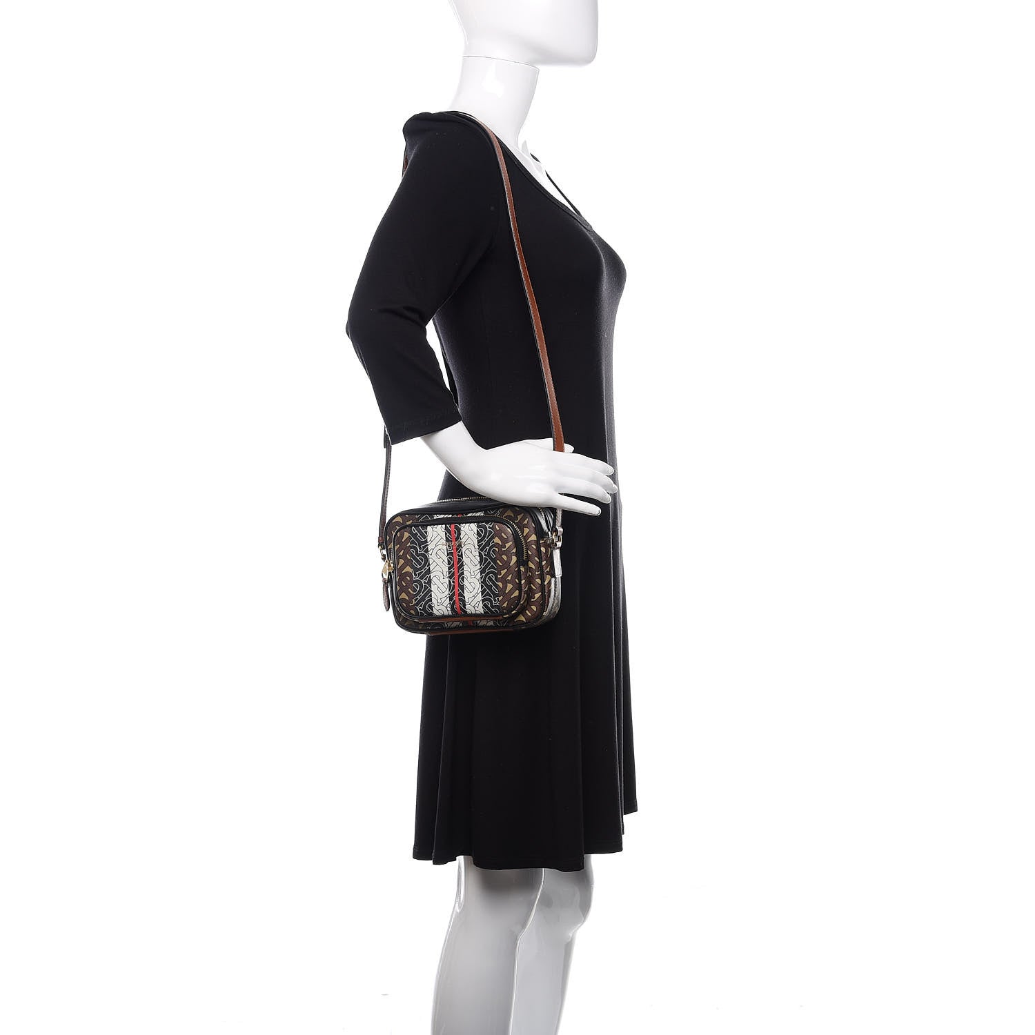 Burberry E-Canvas Monogram Stripe Camera Bag Bridle Brown 2 of 9
