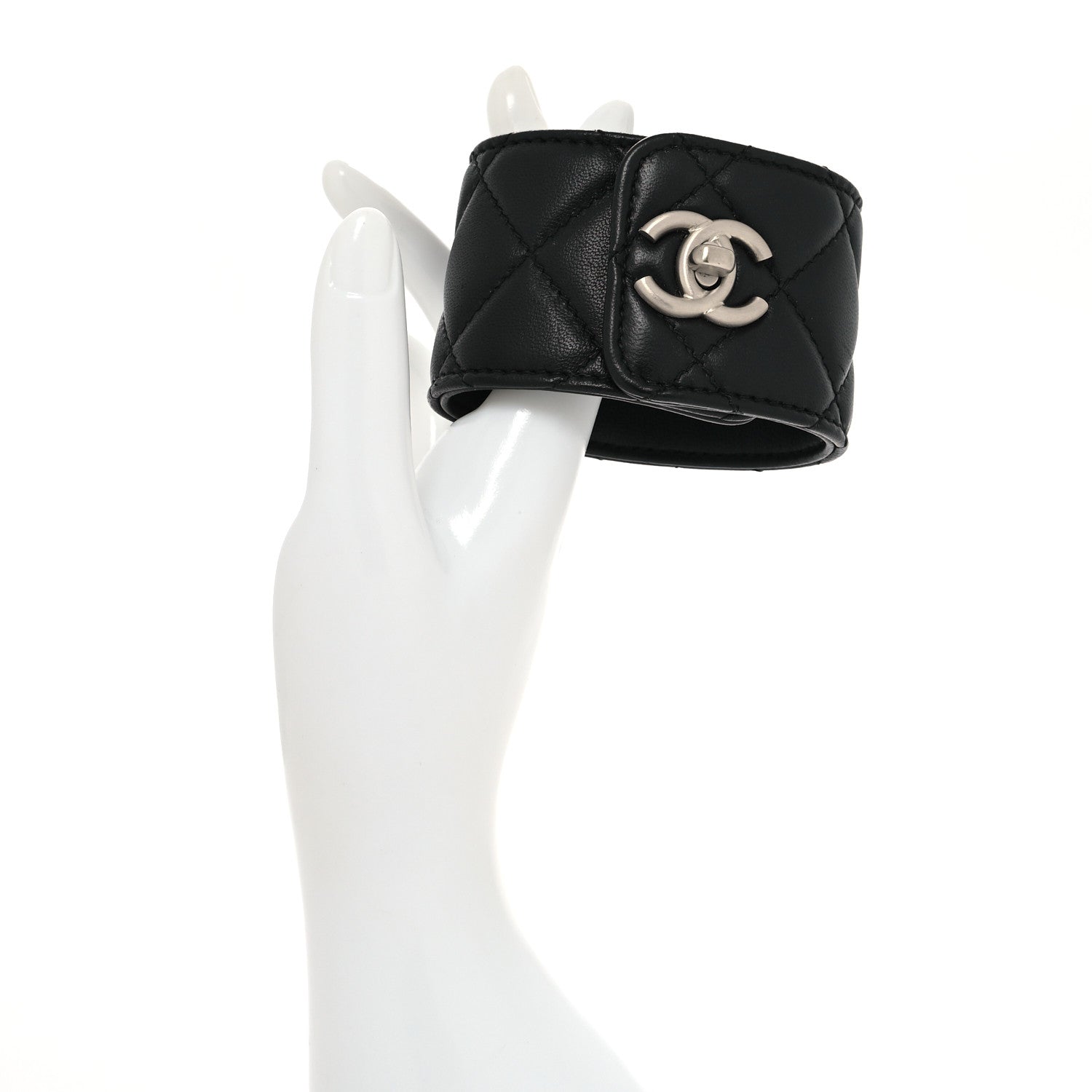 Chanel Lambskin Quilted CC Turnlock Cuff L Black 2 of 4