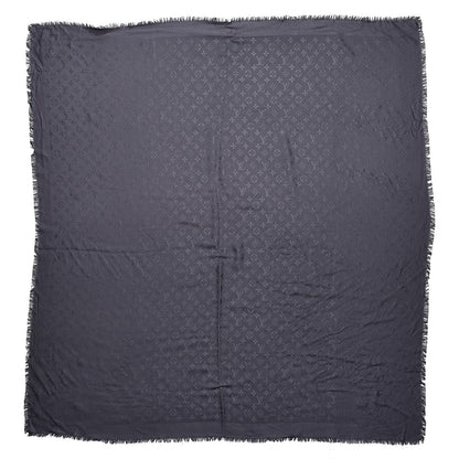 Louis Vuitton Silk Wool Monogram Shawl Charcoal Grey 1 of 4