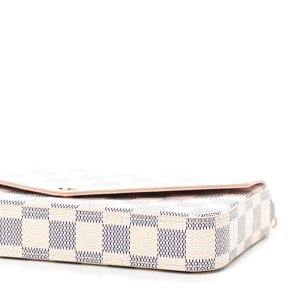 Louis Vuitton Damier Azur Pochette Felicie Chain Wallet Rose Ballerine 8 of 9