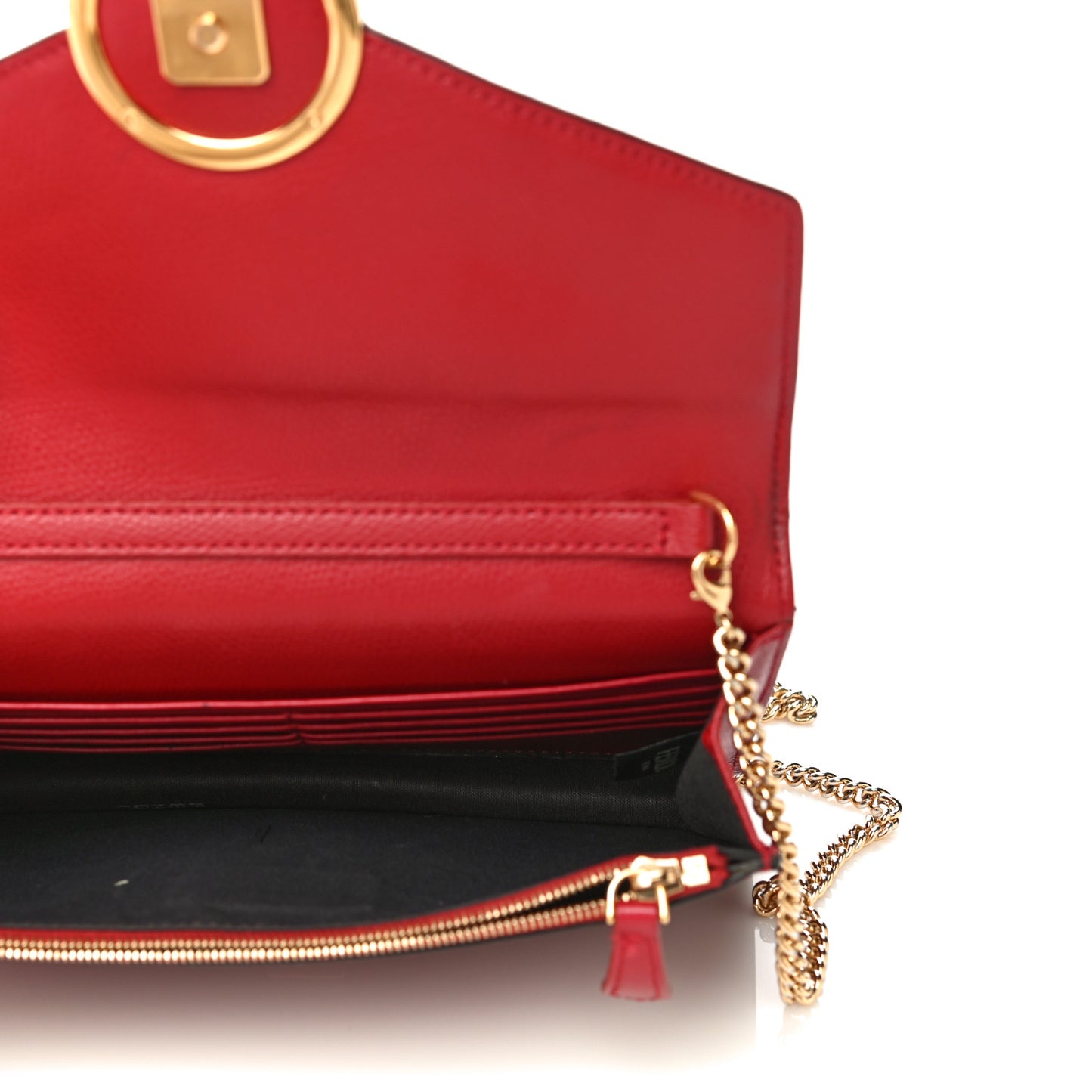 Vitello Cruise F is Fendi FF 1974 Embossed Medium Envelope Wallet On Chain Fragola Maya Black
