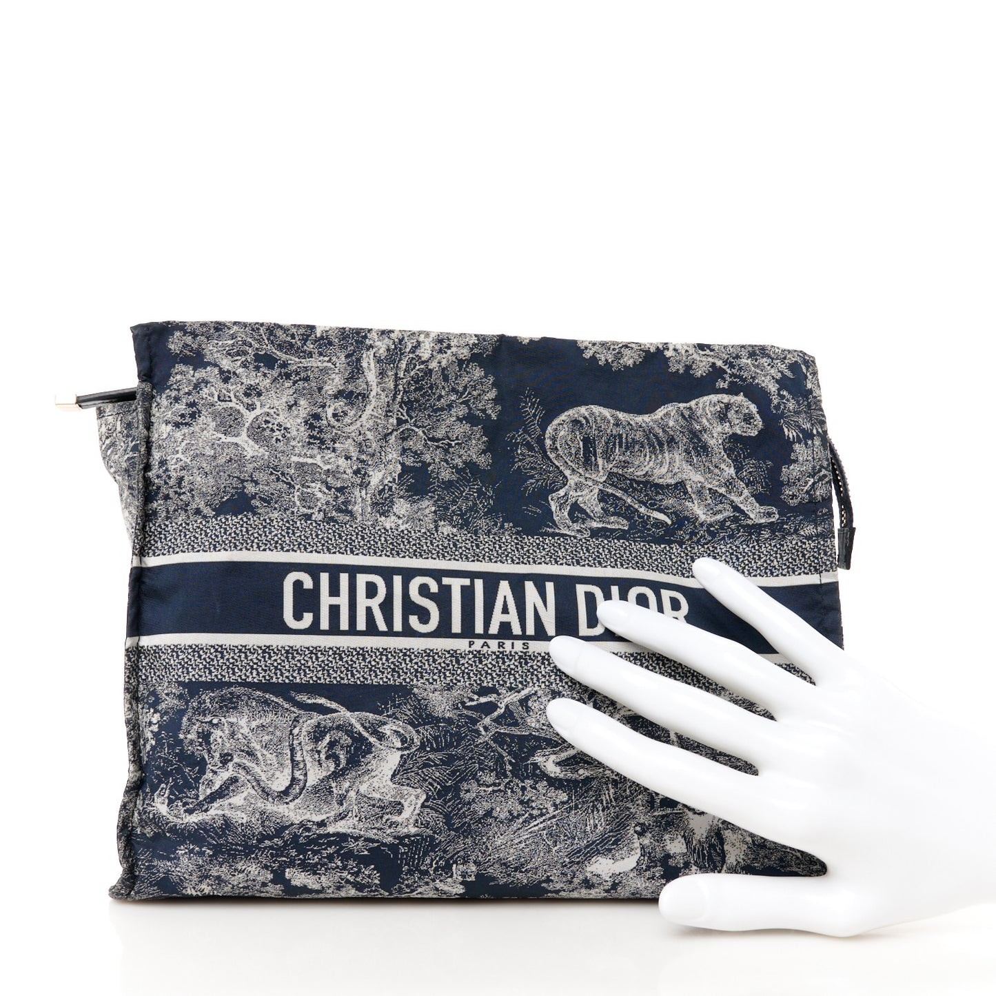 Technical Fabric Toile De Jouy Reverse Diortravel Zipped Pouch Blue Multicolor