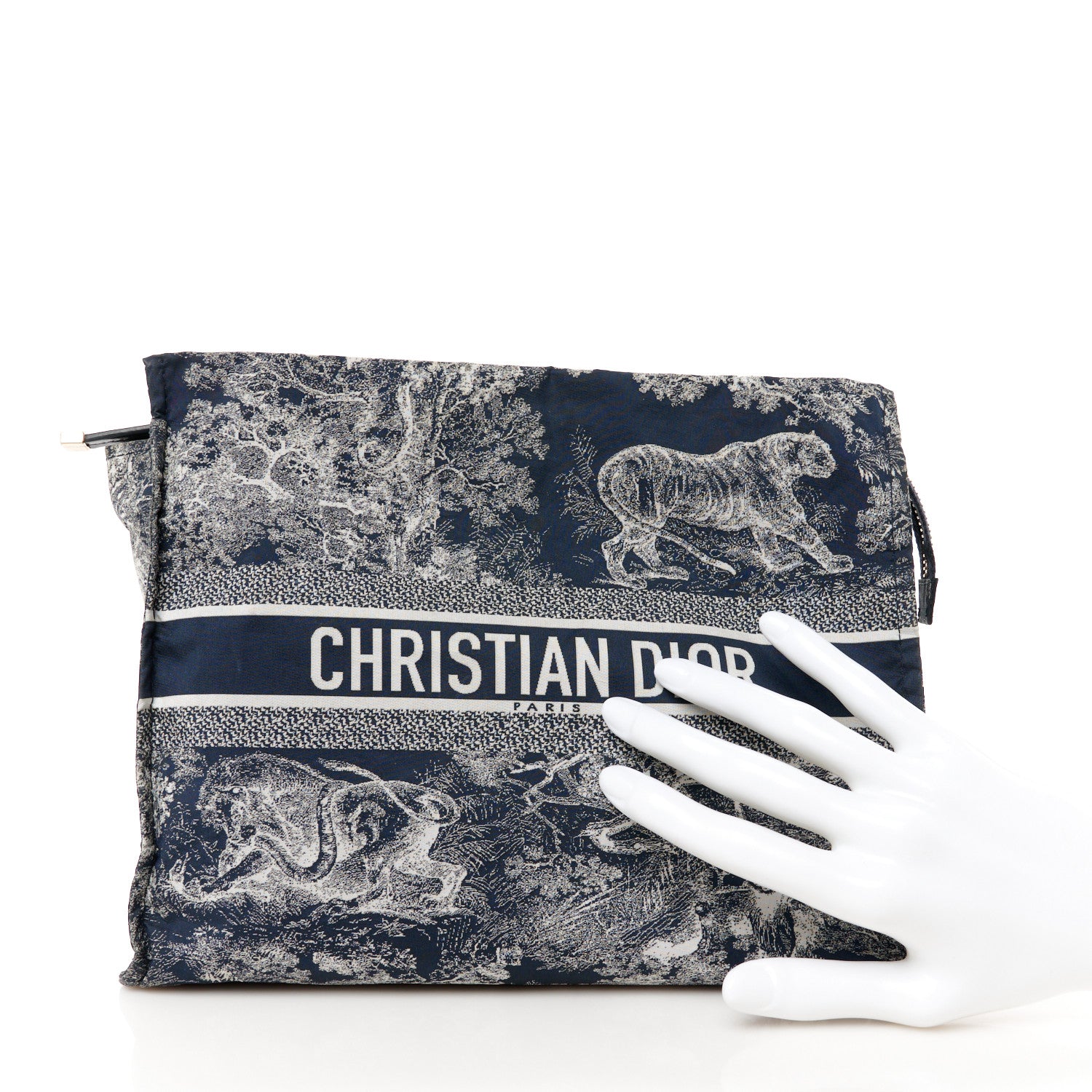 Christian Dior Technical Fabric Toile De Jouy Reverse Diortravel Zipped Pouch Blue Multicolor 2 of 10