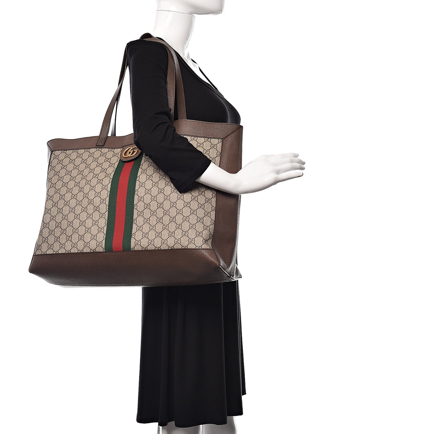 GG Supreme Monogram Web Ophidia Tote Brown