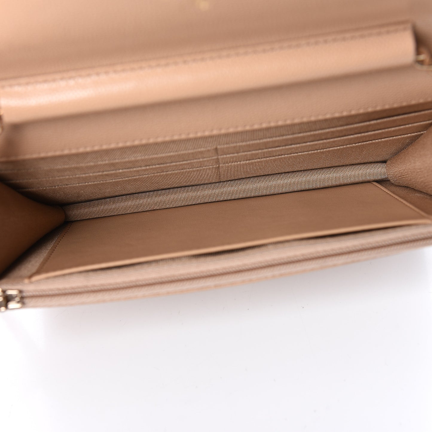 Caviar Quilted Wallet On Chain WOC Beige