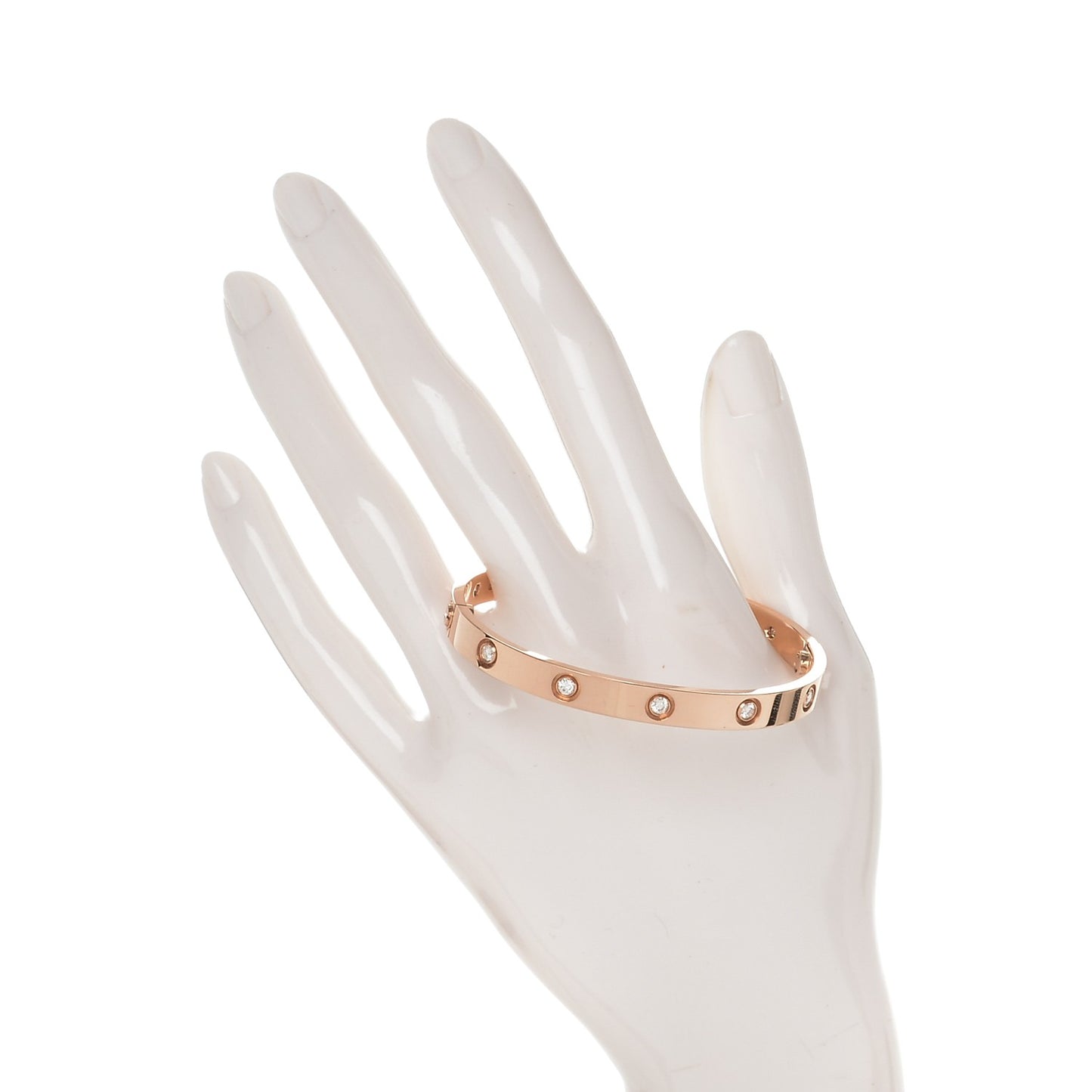 18K Pink Gold 10 Diamond LOVE Bracelet 17