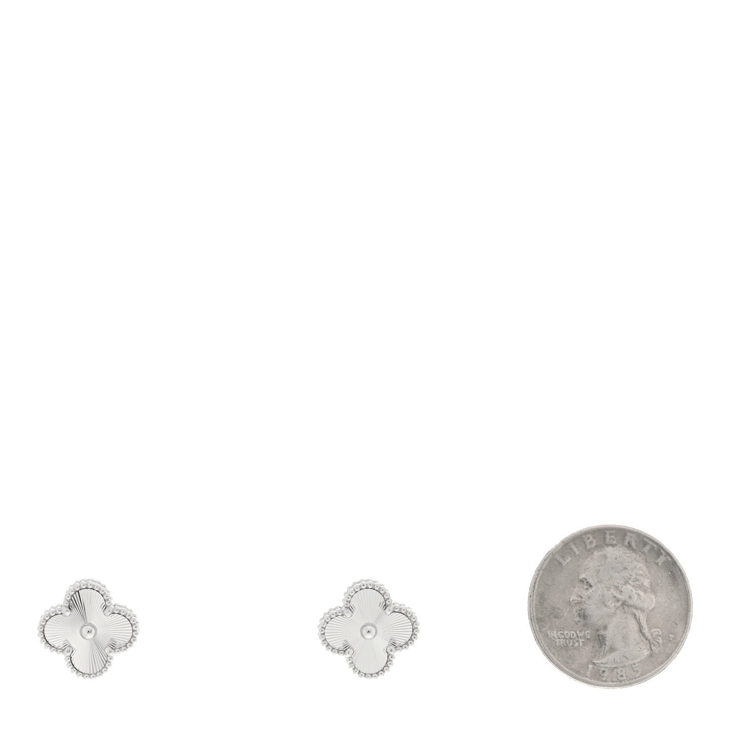 18K White Gold Guilloche Vintage Alhambra Earrings