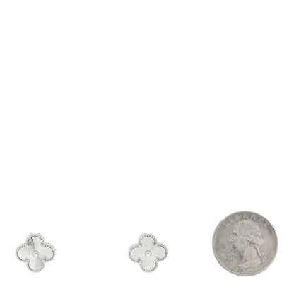 Van Cleef & Arpels 18K White Gold Guilloche Vintage Alhambra Earrings 2 of 5