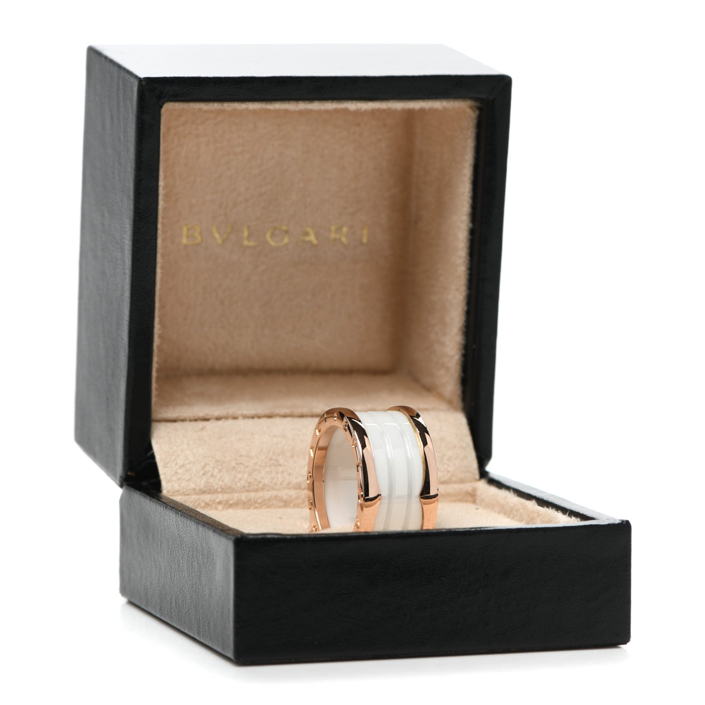 18K Rose Gold White Ceramic B.Zero1 Four-Band Ring 57 8