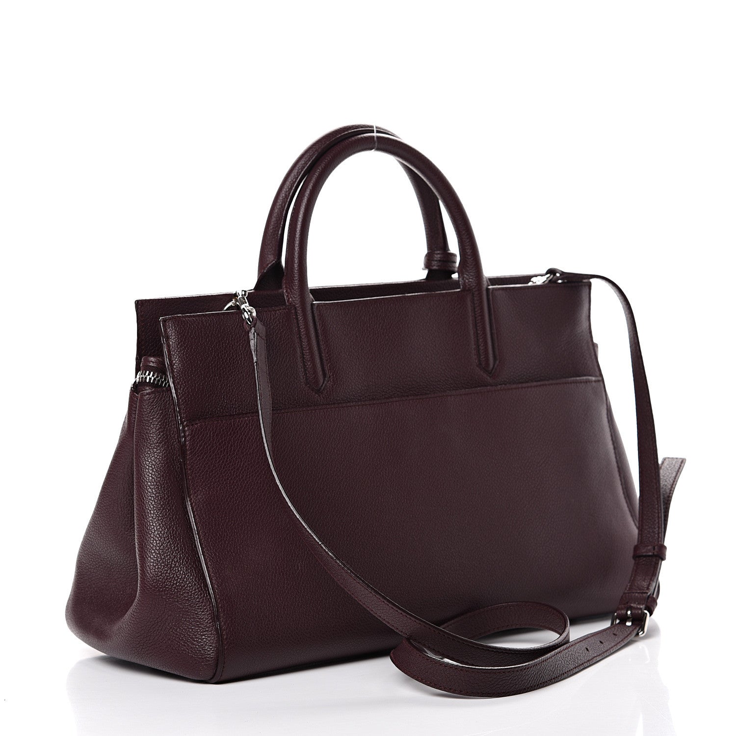 Saint Laurent Grained Calfskin Small Cabas Rive Gauche Amaranto 2 of 18