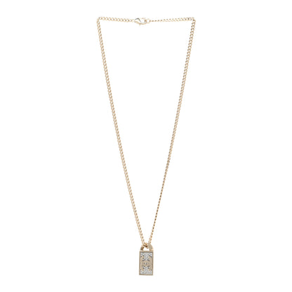 Chanel Crystal Dog Tag Chain Necklace Gold 3 of 7