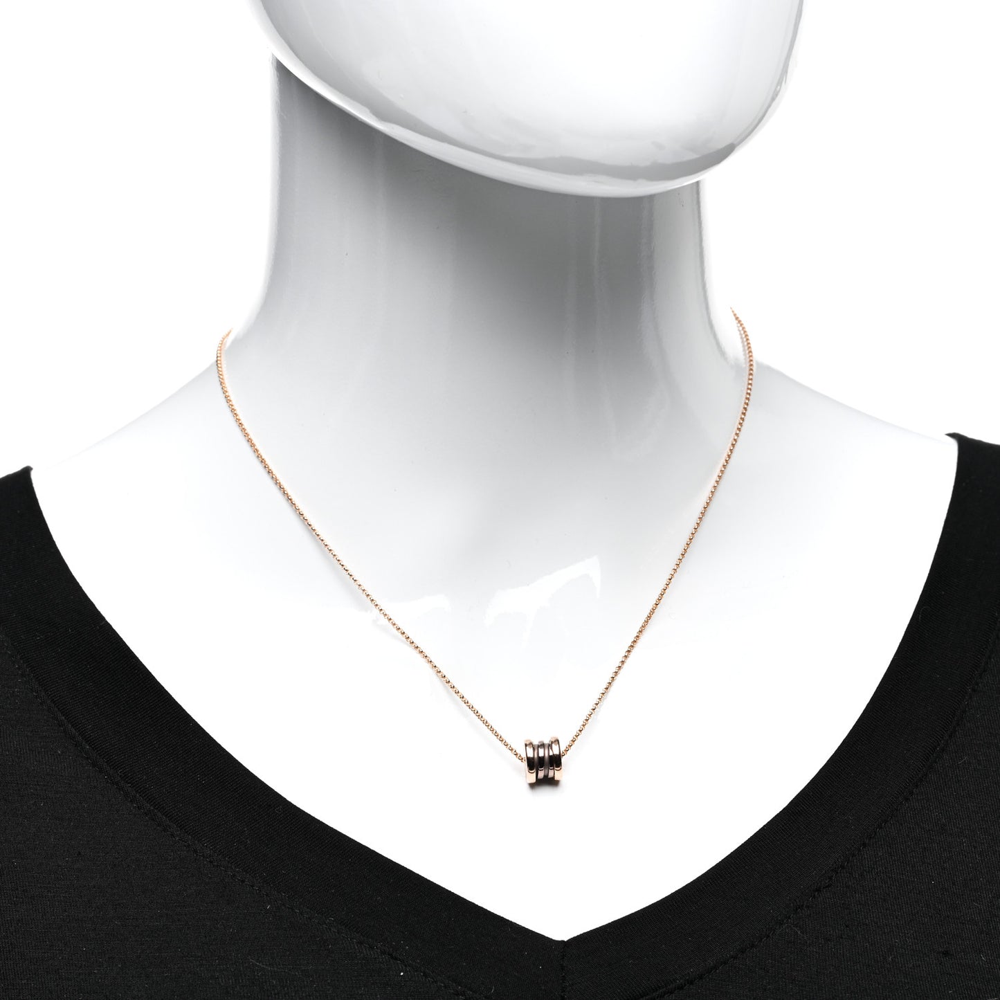 18K Rose Gold Cermet Small B.Zero1 Pendant Necklace