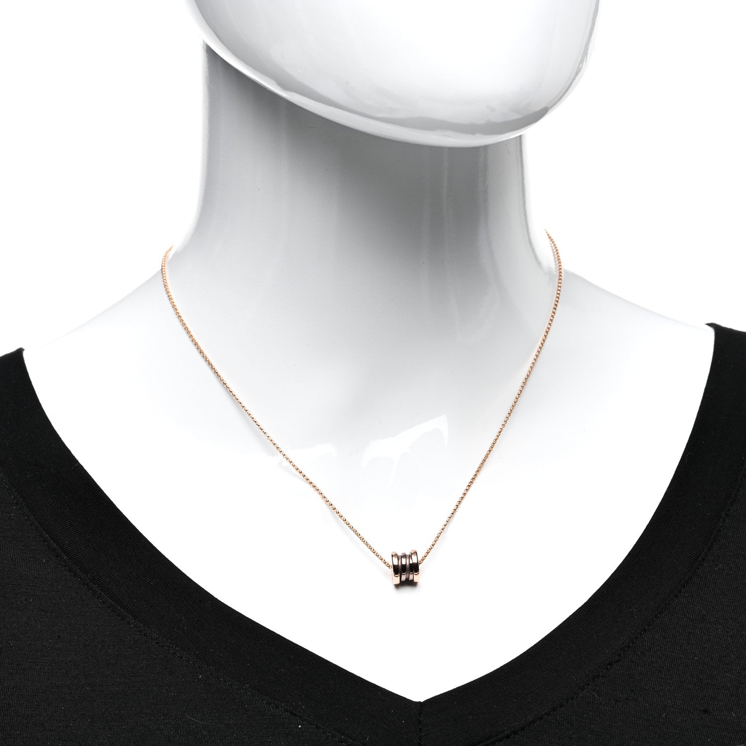 Bulgari 18K Rose Gold Cermet Small B.Zero1 Pendant Necklace 2 of 4