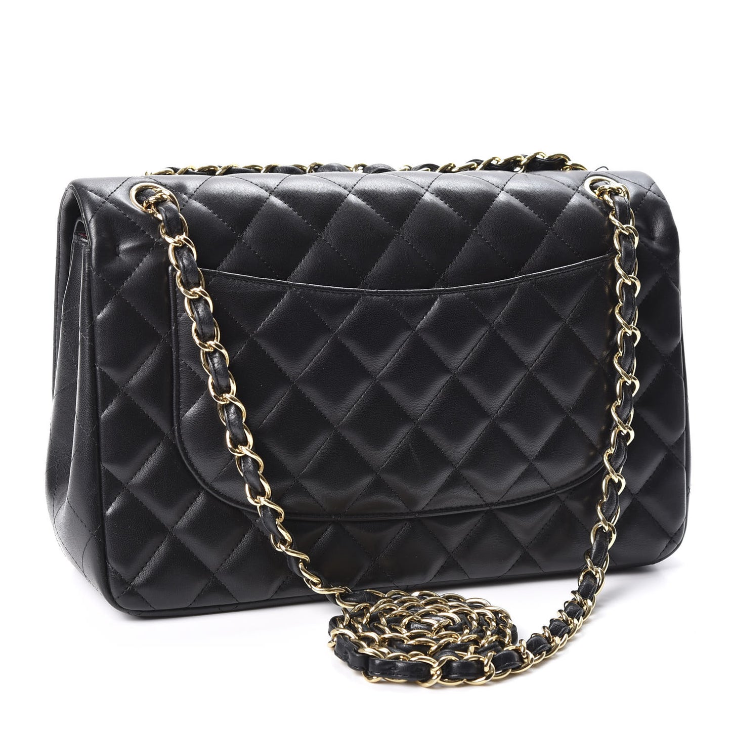 Lambskin Quilted Jumbo Double Flap Black