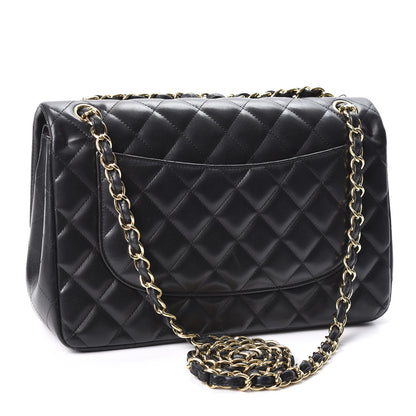 Chanel Lambskin Quilted Jumbo Double Flap Black 2 of 9