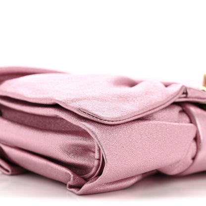 Chanel Metallic Lambskin Tie My Bow Flap Clutch With Chain Pink 9 of 11
