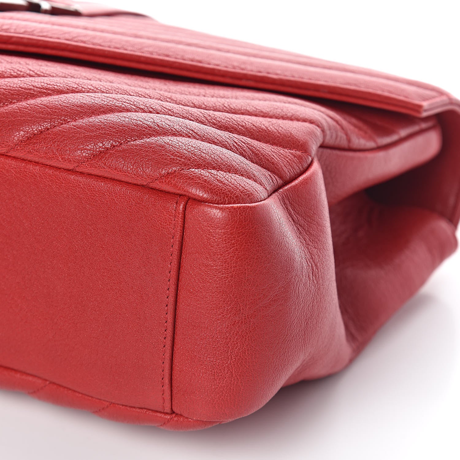 Saint Laurent Sheepskin Matelasse Chevron Large College Monogram Satchel Rouge 9 of 9