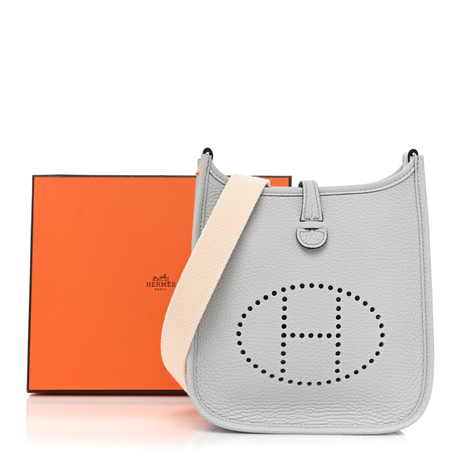 Hermes Taurillon Clemence Amazone Evelyne TPM Bleu Pale Nata 8 of 8