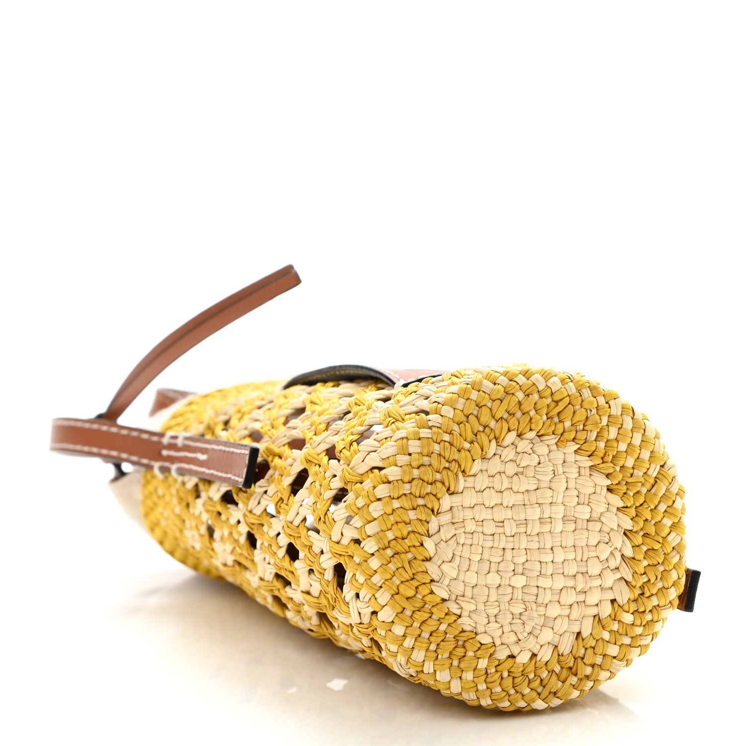 Loewe Calfskin Raffia Paula's Ibiza Pocket Bucket Bag Natural Yellow 3 of 9