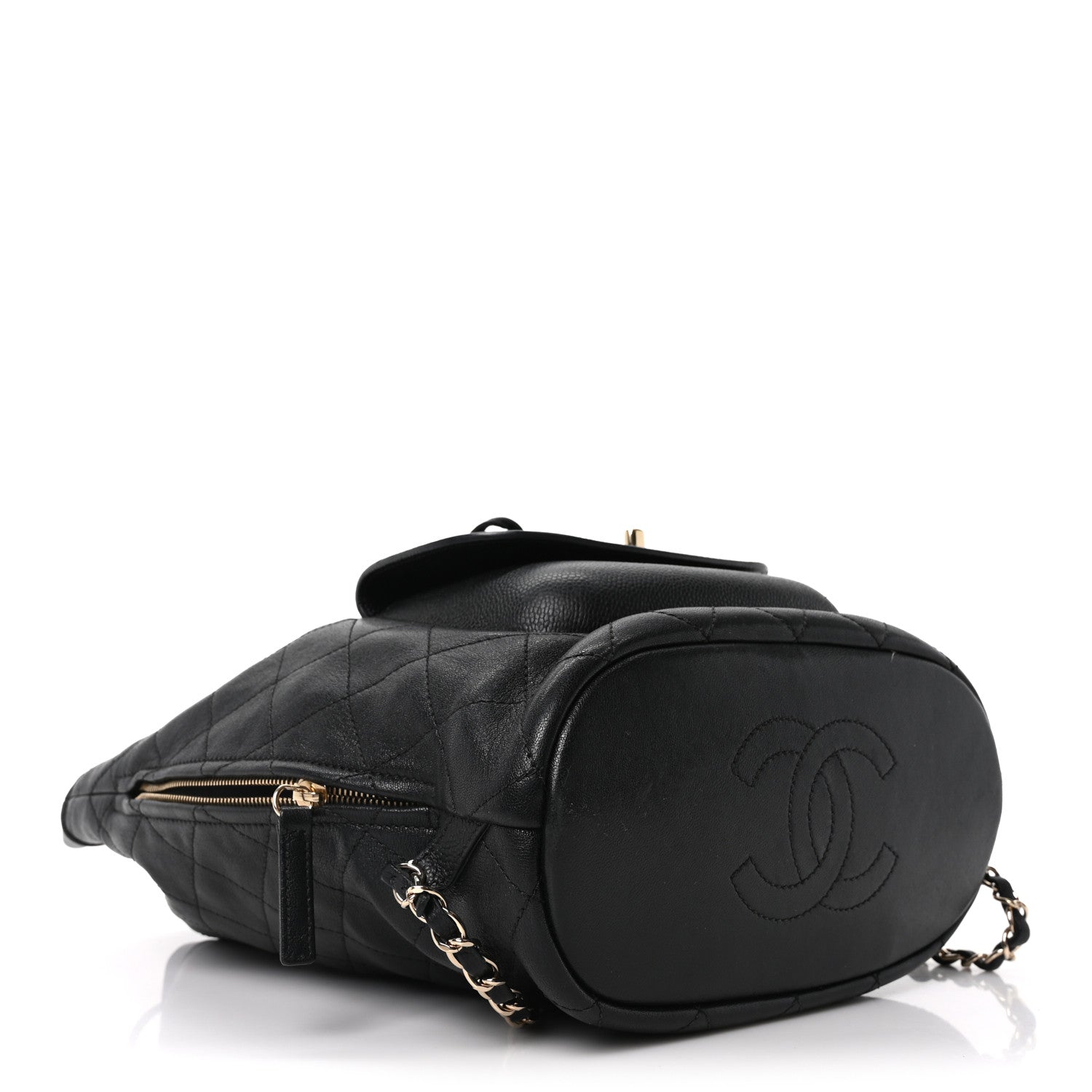 Chanel Sheepskin Caviar Quilted Daily Round Backpack Black 4 of 10