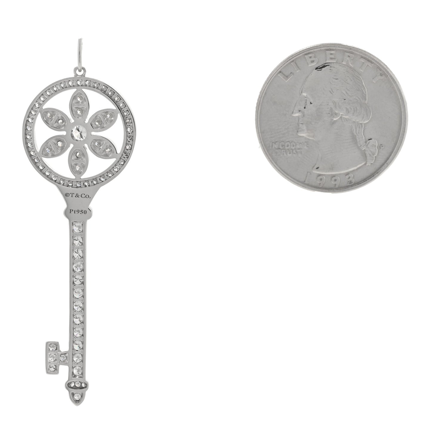 Platinum Diamond Daisy Key Pendant Necklace