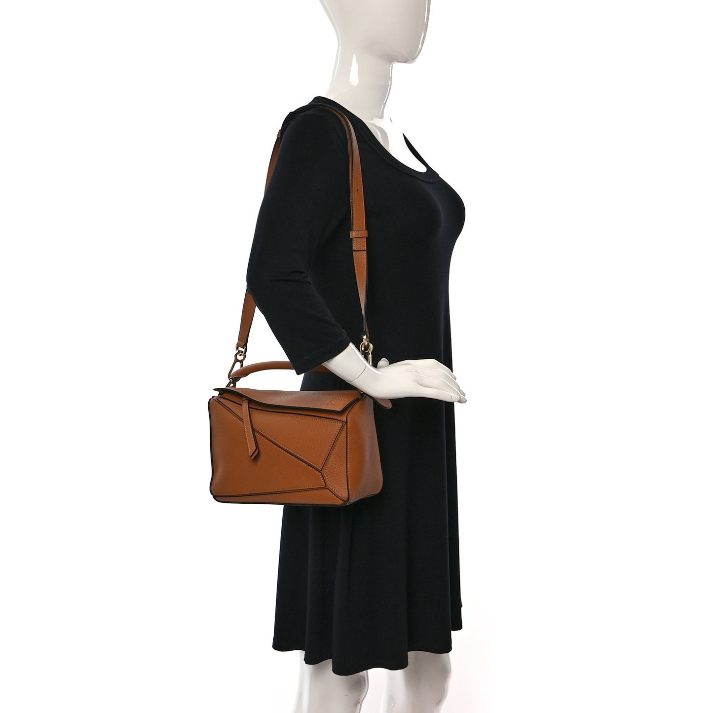 Grained Calfskin Small Puzzle Bag Tan