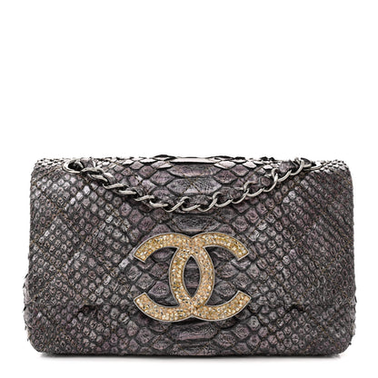 Chanel Metallic Snakeskin Strass Flap Bag Light Purple 1 of 13