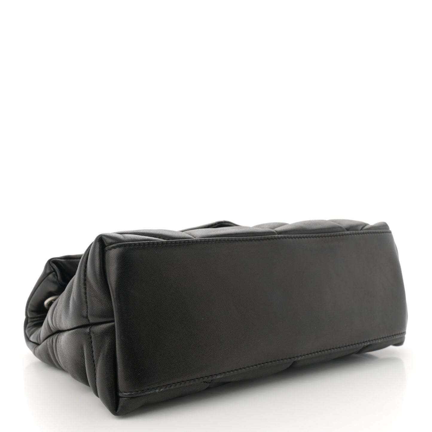 Lambskin Quilted Small Loulou Puffer Monogram Chain Satchel Black