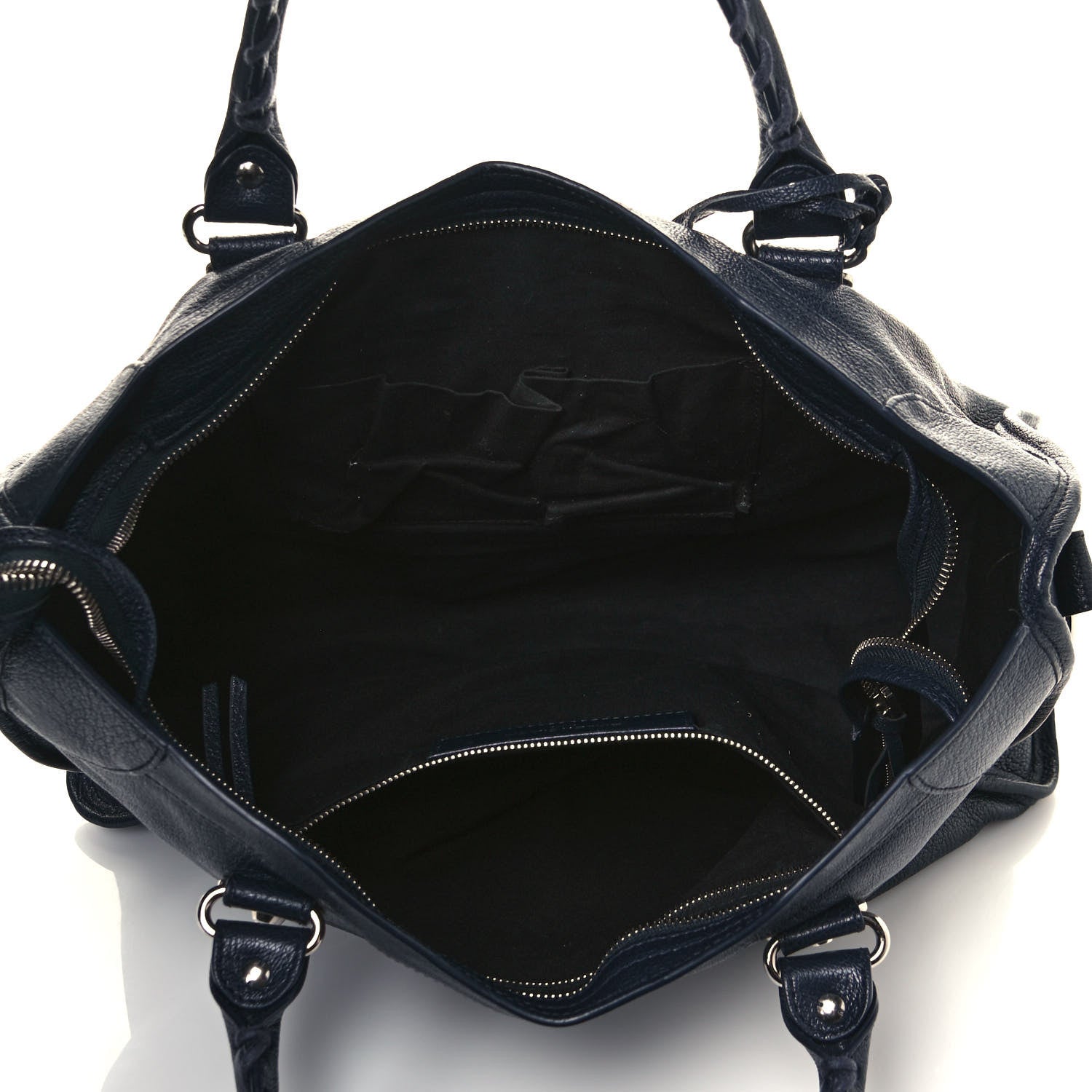 Balenciaga Chevre Silver Metallic Edge Hardware City Bleu Nuit Dark Sea 5 of 14