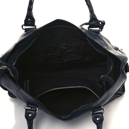 Balenciaga Chevre Silver Metallic Edge Hardware City Bleu Nuit Dark Sea 5 of 14