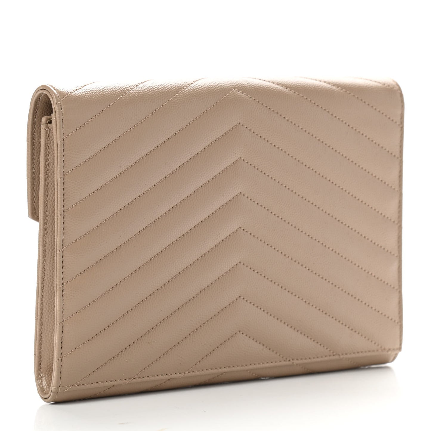 Grain De Poudre Matelasse Chevron Monogram Envelope Clutch Dark Beige