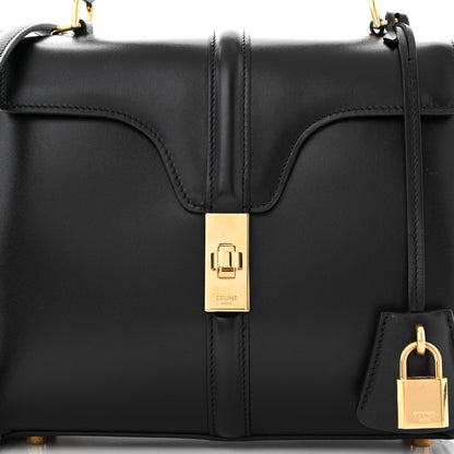 Celine Satinated Calfskin Small 16 Top Handle Bag Black 10 of 12