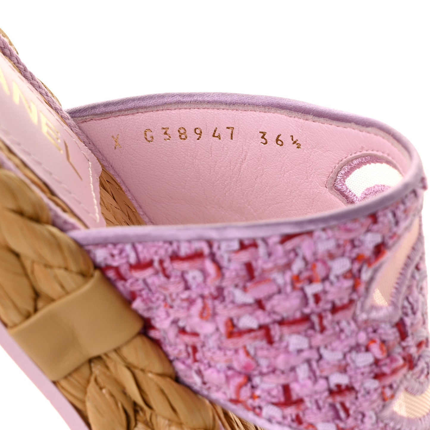 Tweed CC Thong Sandals 36.5 Light Purple Pink Red