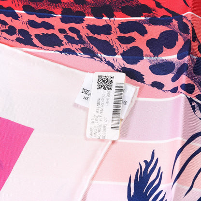 Hermes Silk Jungle Love Rainbow Scarf 90 Rose Vif Encre Rouge 7 of 7