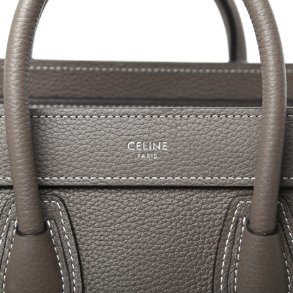 Celine Drummed Calfskin Nano Luggage Souris 6 of 11