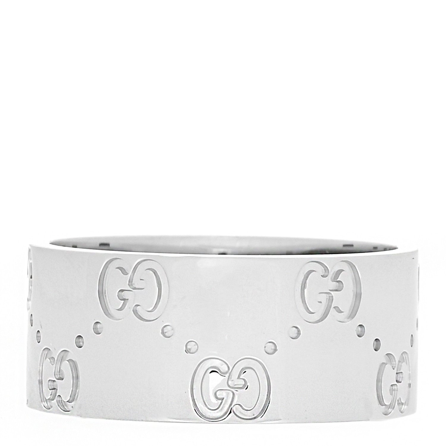 Gucci 18K White Gold Wide Icon Ring 59 8.75 1 of 6
