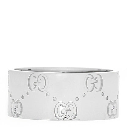 Gucci 18K White Gold Wide Icon Ring 59 8.75 1 of 6