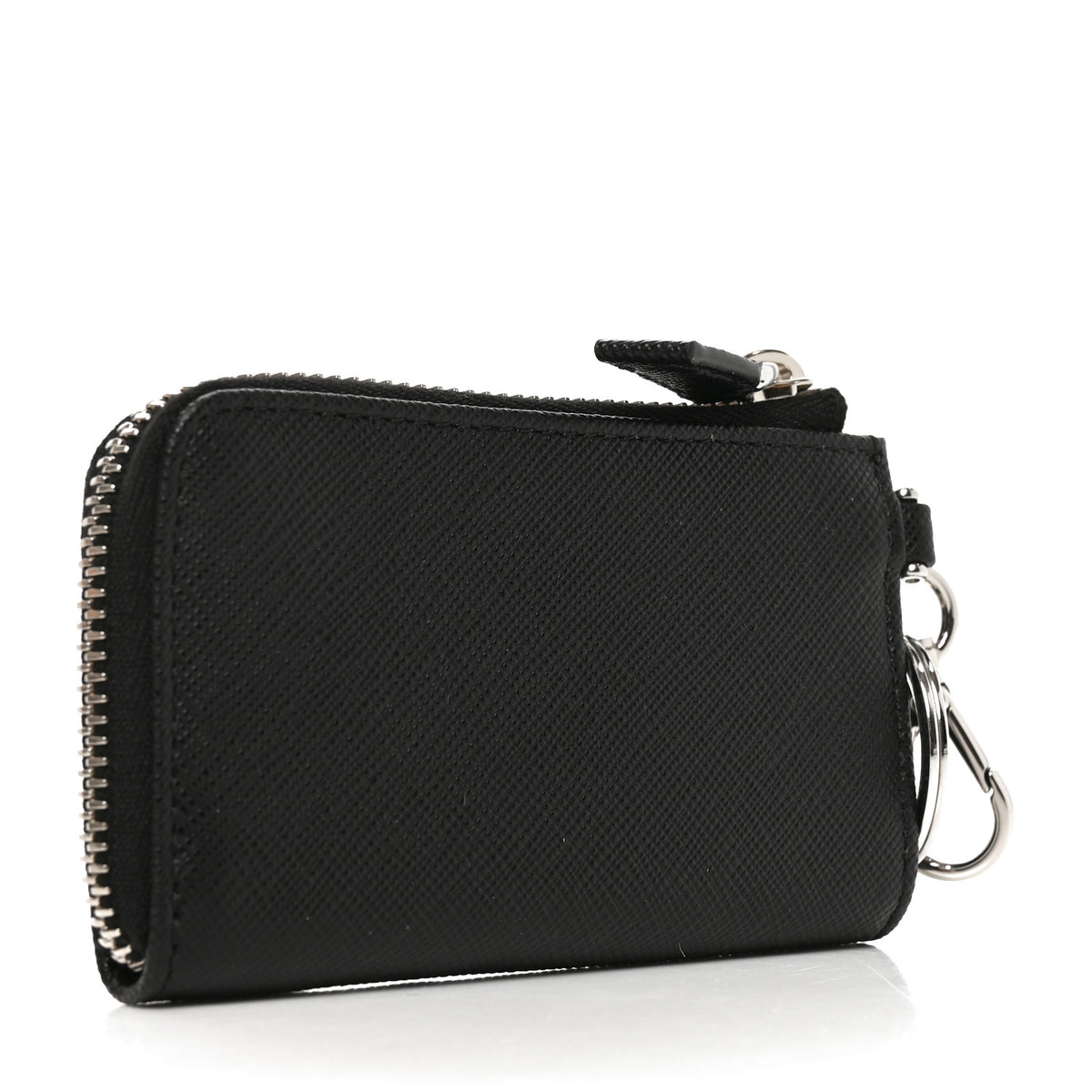 Prada Saffiano Metal Triangle Mini Travel Pouch With Keychain Black 3 of 7