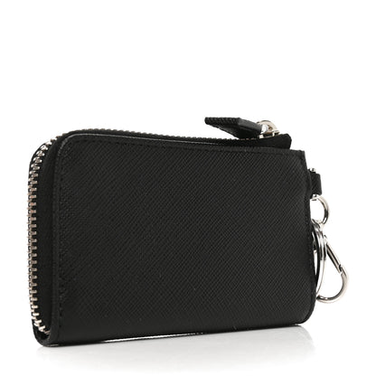 Prada Saffiano Metal Triangle Mini Travel Pouch With Keychain Black 3 of 7