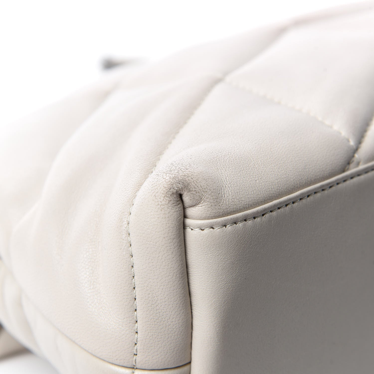 Saint Laurent Lambskin Quilted Small Loulou Puffer Monogram Chain Satchel Blanc Vintage 10 of 16