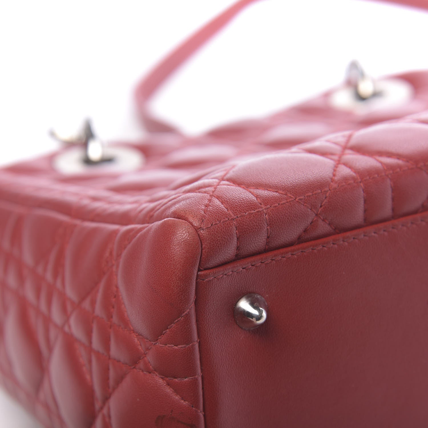 Christian Dior Lambskin Cannage Medium Lady Dior Red 14 of 15