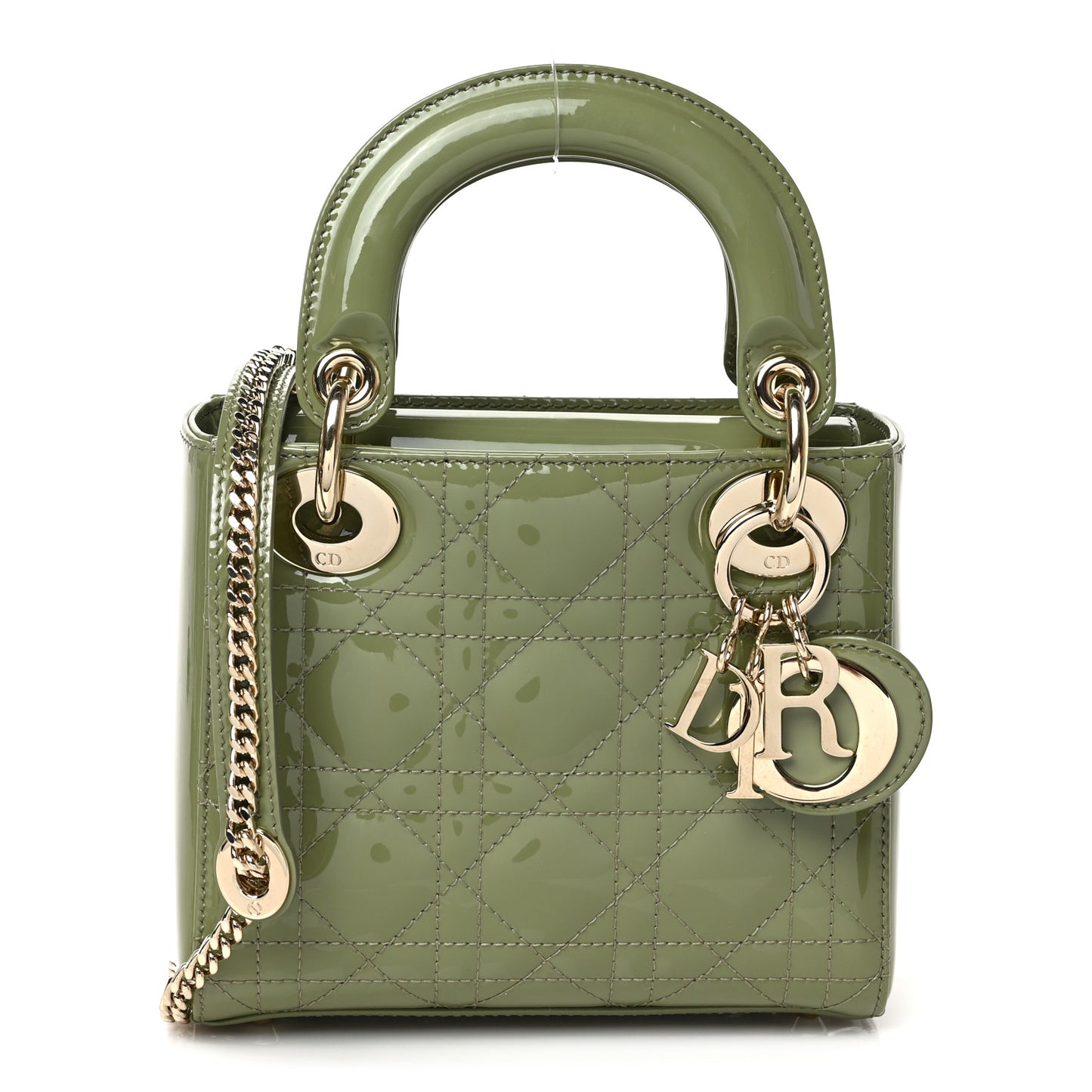 Patent Cannage Mini Lady Dior Dusty Jade