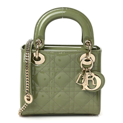 Christian Dior Patent Cannage Mini Lady Dior Dusty Jade 1 of 8
