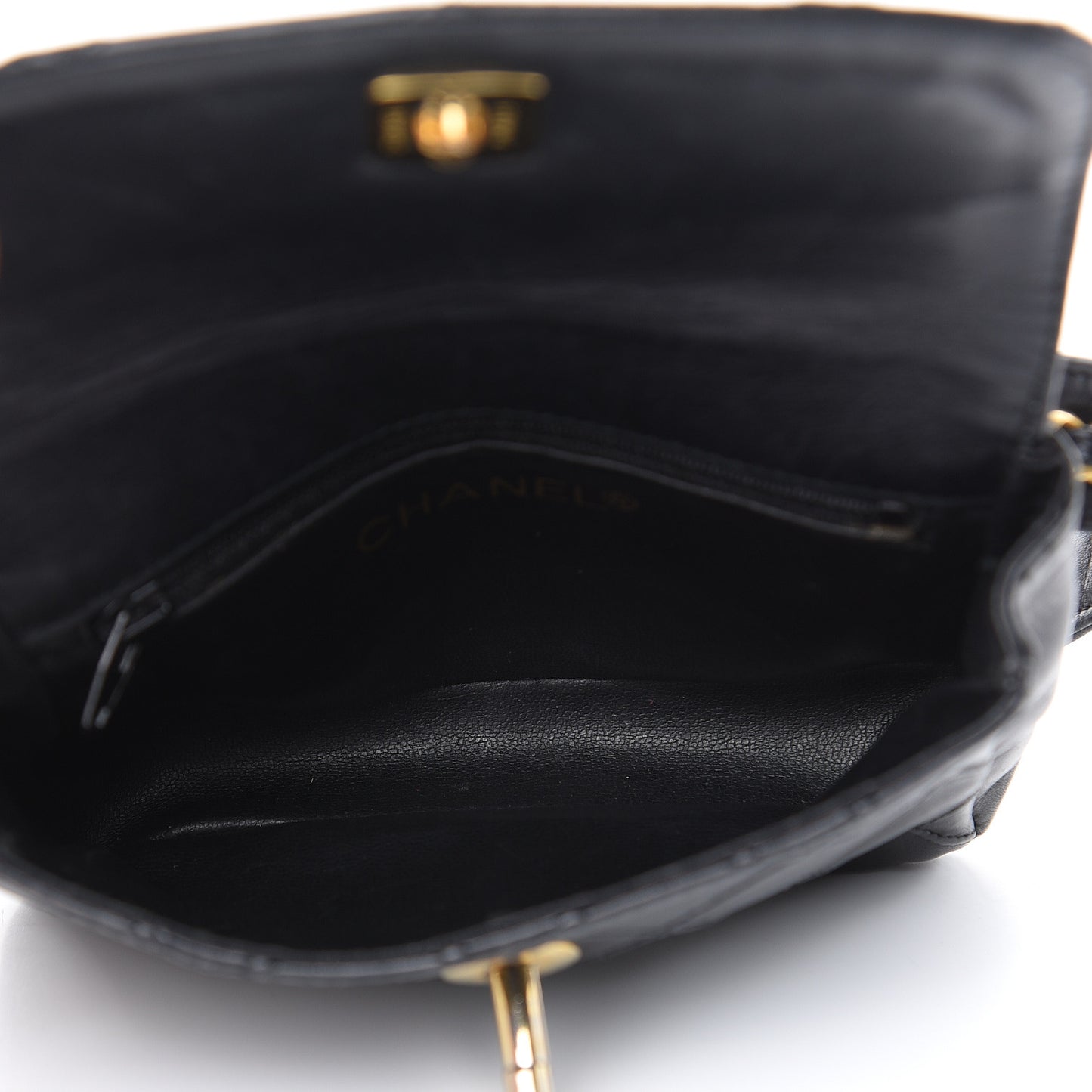 Lambskin Quilted Flap Waist Belt Bag Black