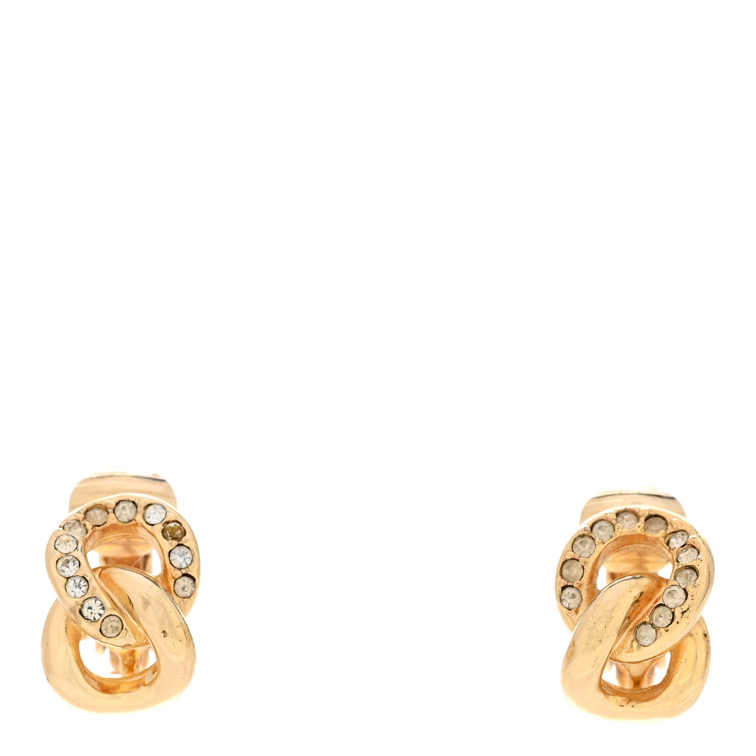 Christian Dior Crystal Infinity Logo Clip On Earrings Gold 1 of 5