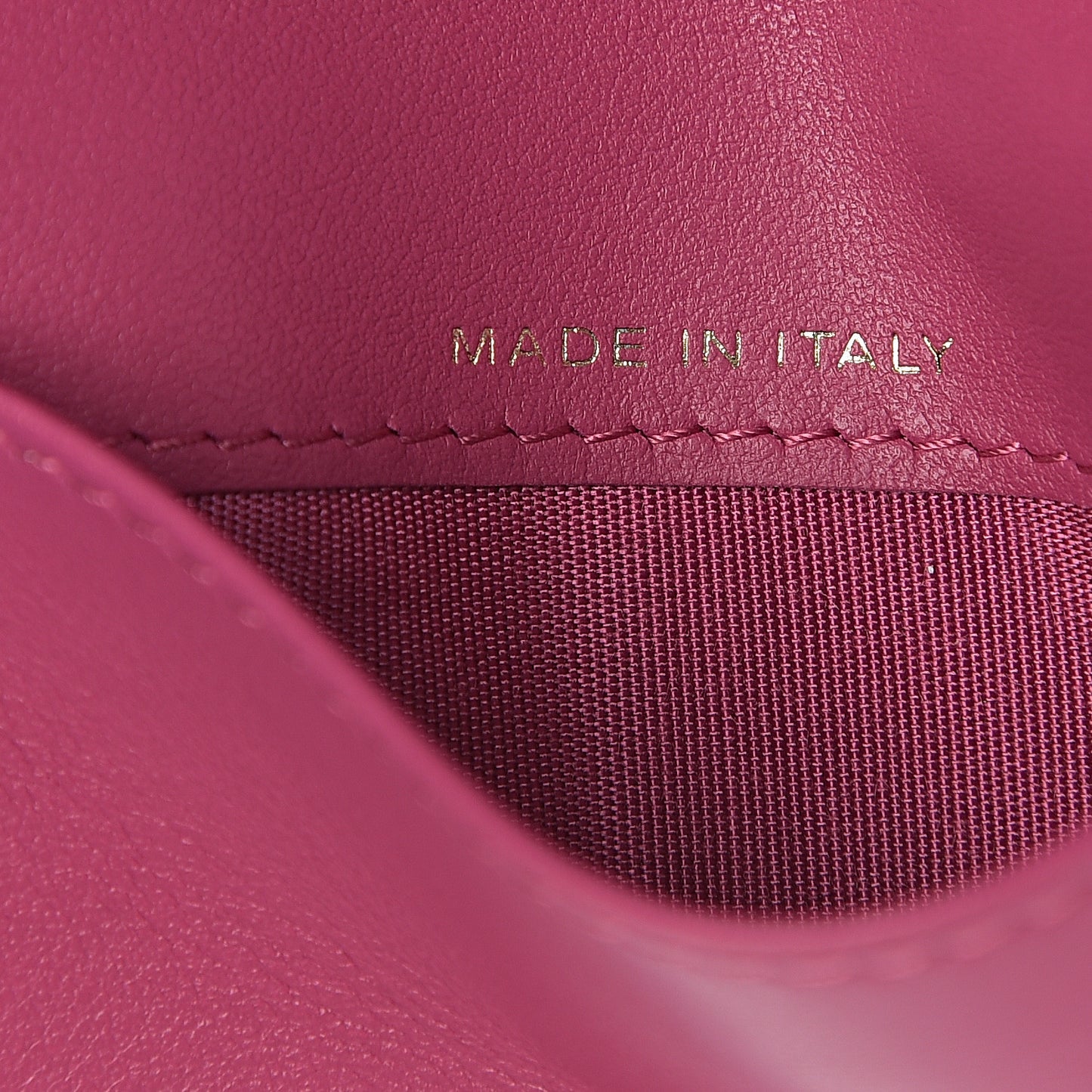 Lambskin Camellia Embossed Compact Wallet Fuchsia